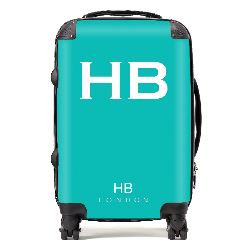 Personalised Tiffany Blue with White Font Initial Suitcase