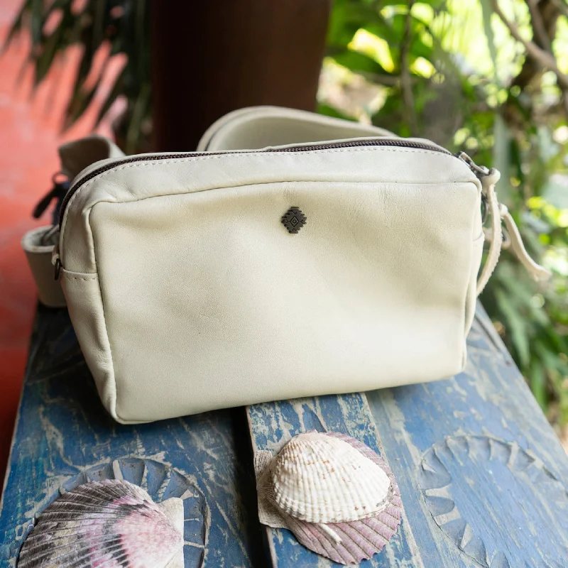 WANDER CROSSBODY BAG + WIDE STRAP SET - FULL LEATHER - BONE