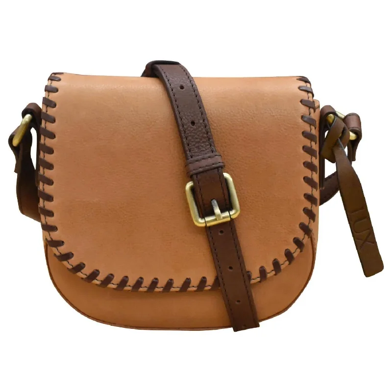 Women's Saddle Crossbody Bag In Tan & Coffee