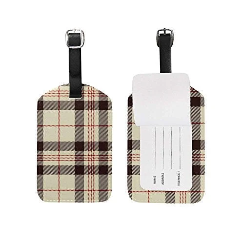 Luggage Tags Vintage Geometric Striped Plaid Tartan Checkered Gingham Travel Baggage Tags