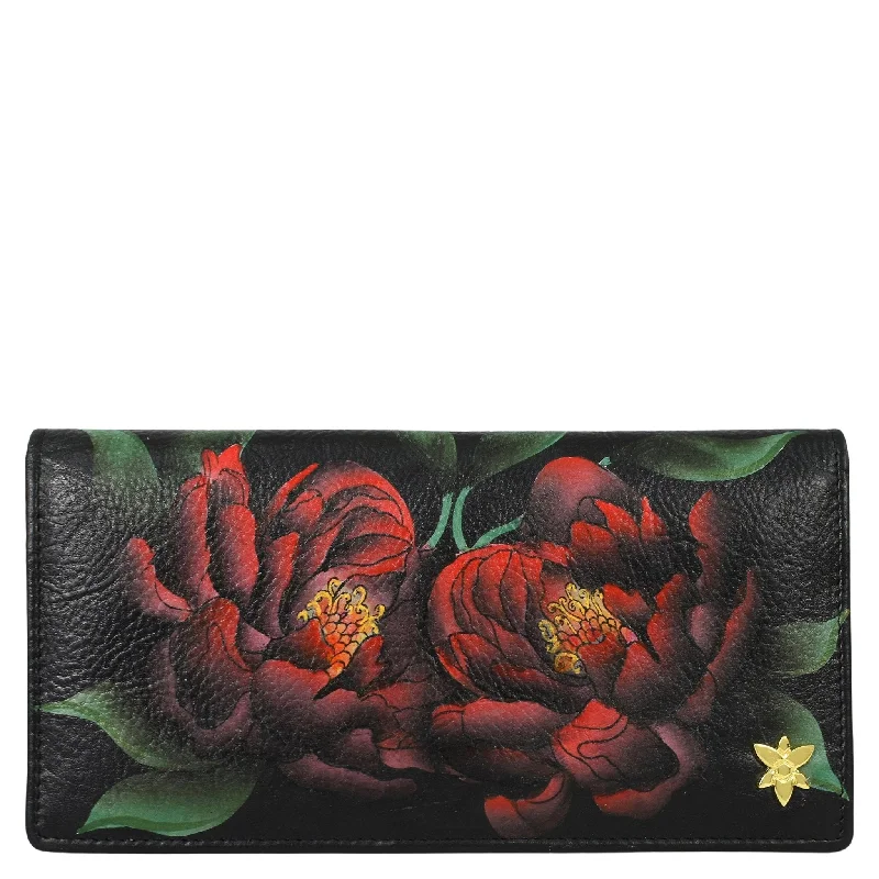 Hand Painted Leather Snap Clutch Wallet