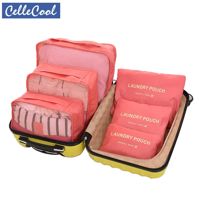 CelleCool 6PCS/Set Oxford Cloth Travel Mesh Bag In Bag High Quality Luggage Organizer Packing