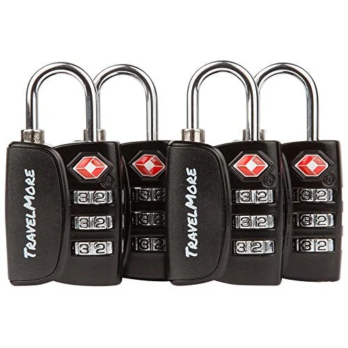 4 Pack Open Alert Indicator Tsa Approved 3 Digit Luggage Locks For Travel Suitcase & Baggage