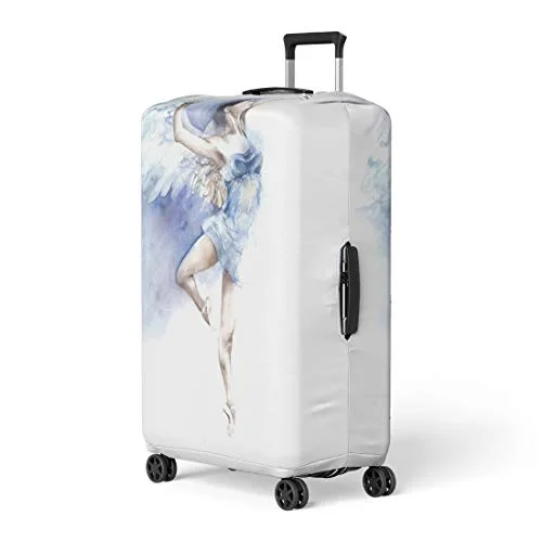 Pinbeam Luggage Cover Female Ballerina Dancing Angel Watercolor Painting Greek Ballet Travel