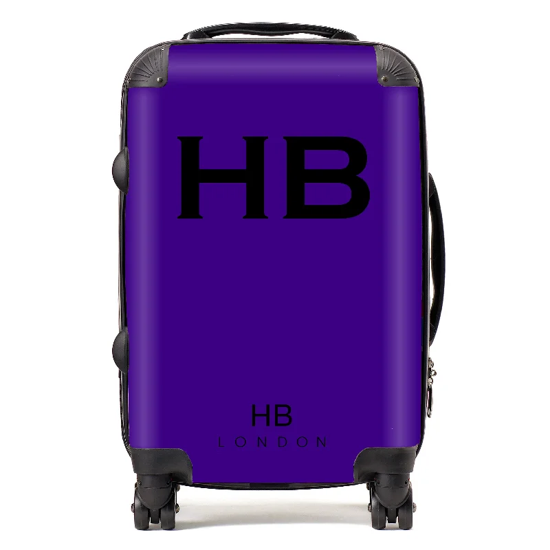 Personalised Cadbury Purple with Black Font Initial Suitcase