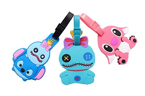 Set of 3 - Super Cute Kawaii Cartoon Silicone Travel Luggage ID Tag for Bags (Stitch 2)