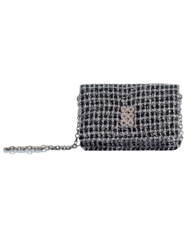 Women's Mini Paris Sparkle Crossbody Bag In Black/silver