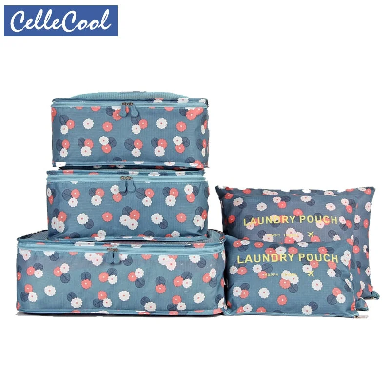 CelleCool High Quality 6PCS/Set Oxford Cloth Travel Mesh Bag In Bag Luggage Organizer Packing