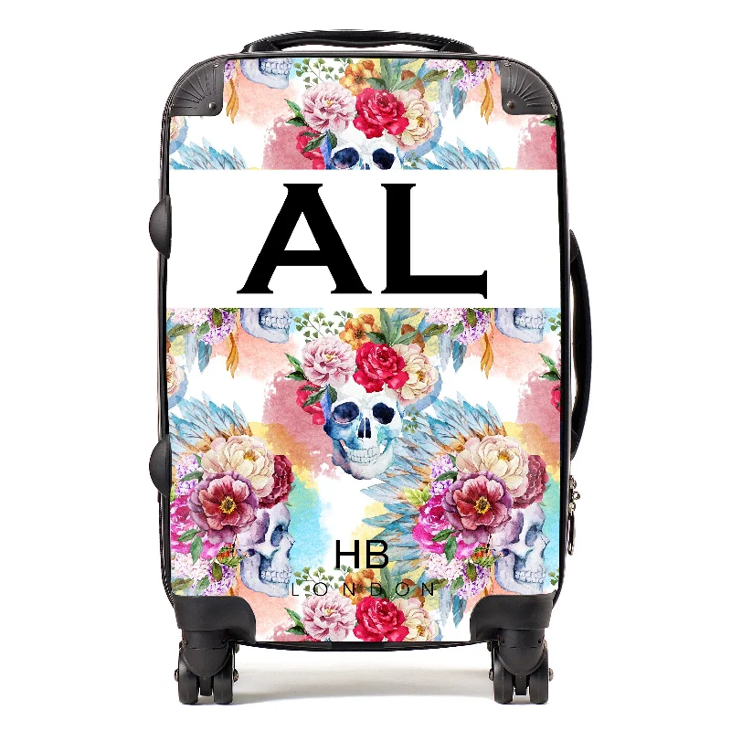 Personalised Skull and Feathers Initial Suitcase