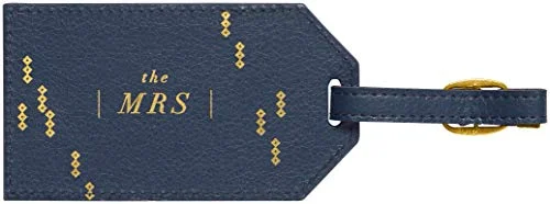 C.R. Gibson Blue and Gold ''The Mrs'' Leatherette Luggage Tag, 2.5'' W x 4.25'' L