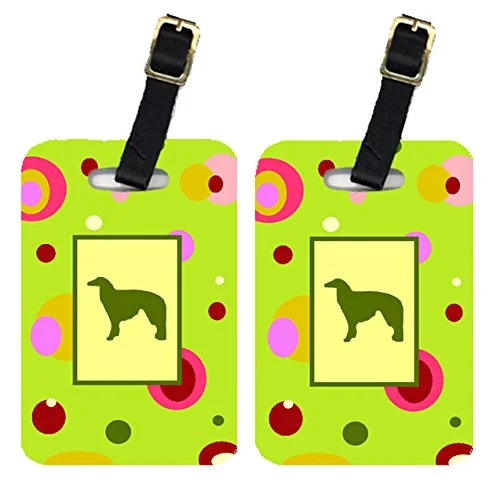 Caroline's Treasures CK1016BT Pair of 2 Borzoi Luggage Tags, Large, multicolor