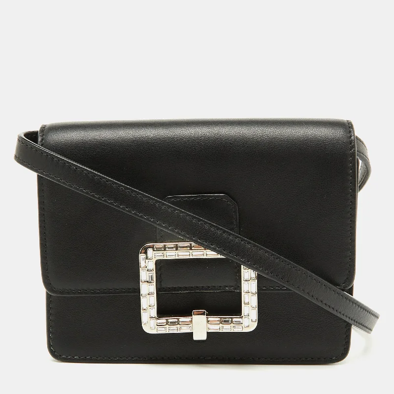 Bally Black Leather Mirco Julyet Crystal Crossbody Bag