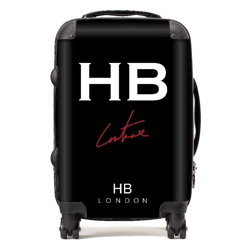 Personalised Black Couture Club Logo Initial Suitcase